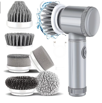 Electric Scrubber for Bathroom with 5 Replaceable Heads